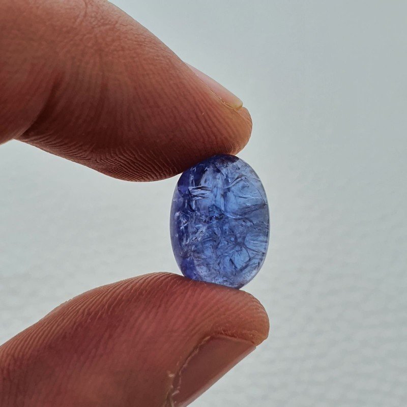Tanzanite Naturale Forma Ovale Piatto Cabochon Liscio Fatto a Mano 14X10X7mm 9,70 Carati 1pz