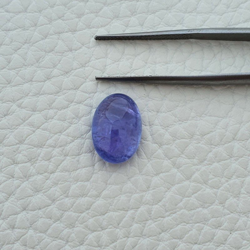 Tanzanite Naturale Forma Ovale Piatto Cabochon Liscio Fatto a Mano 14X10X6mm 7,20 Carati 1pz