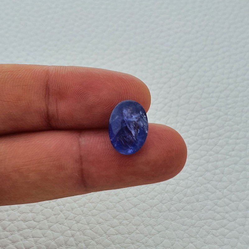 Tanzanite Naturale Forma Ovale Piatto Cabochon Liscio Fatto a Mano 13X10X6mm 7,15 Carati 1pz