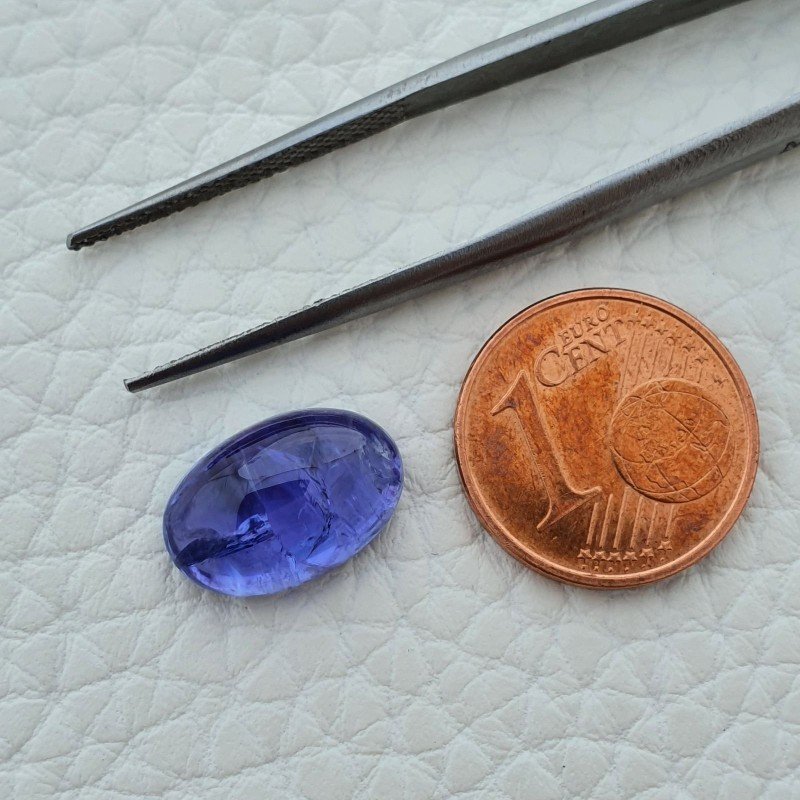 Tanzanite Naturale Forma Ovale Piatto Cabochon Liscio Fatto a Mano 13X9X5mm 5,75 Carati 1pz