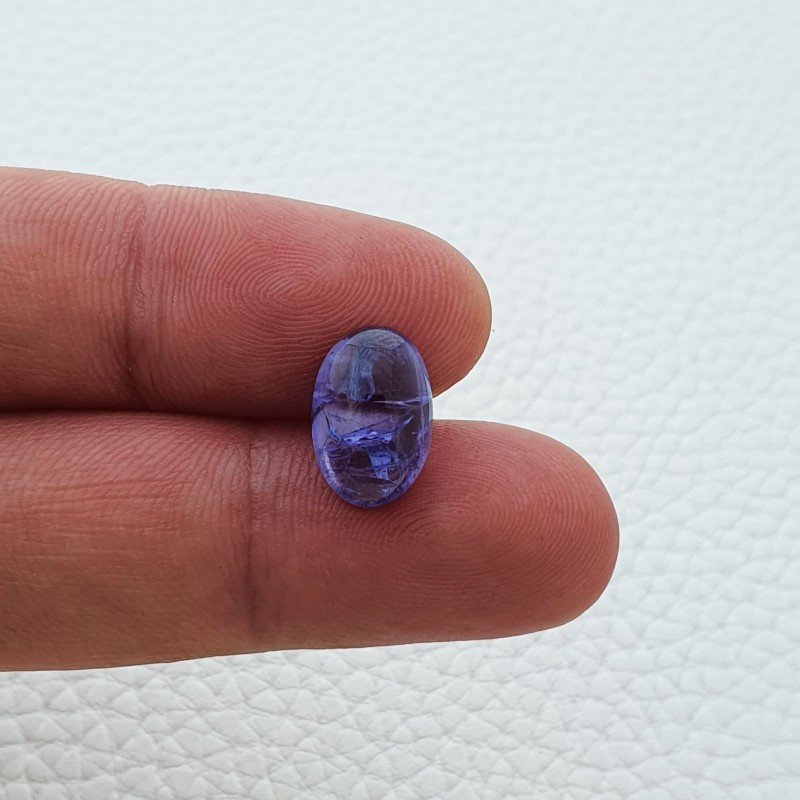 Tanzanite Naturale Forma Ovale Piatto Cabochon Liscio Fatto a Mano 13X9X5mm 5,75 Carati 1pz