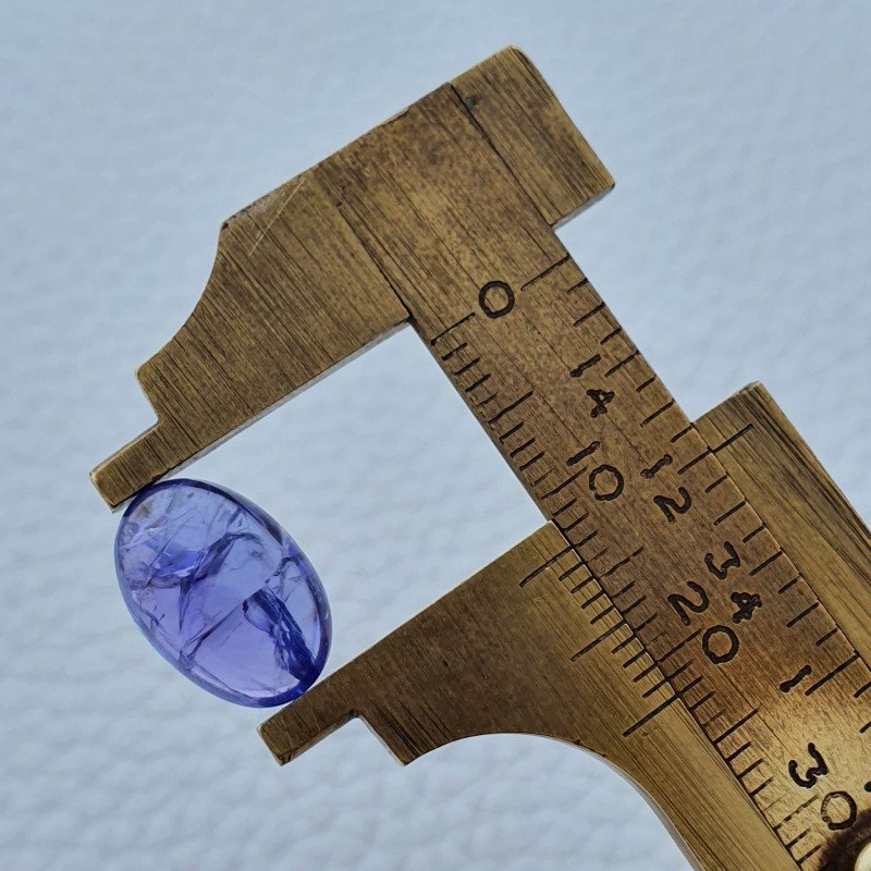 Tanzanite Naturale Forma Ovale Piatto Cabochon Liscio Fatto a Mano 13X9X5mm 5,75 Carati 1pz