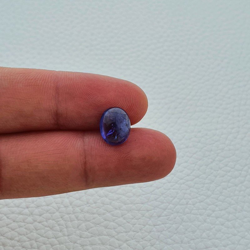 Tanzanite Naturale Forma Ovale Piatto Cabochon Liscio Fatto a Mano 11X9X4mm 4,25 Carati 1pz