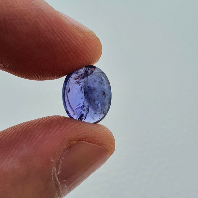 Tanzanite Naturale Forma Ovale Piatto Cabochon Liscio Fatto a Mano 11X9X4mm 4,25 Carati 1pz