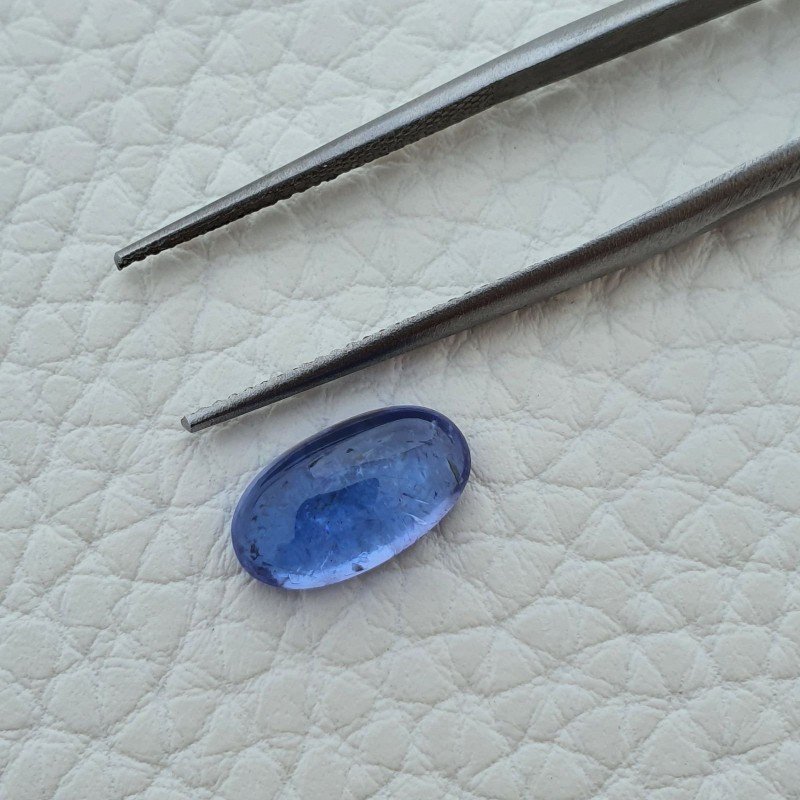 Tanzanite Naturale Forma Ovale Piatto Cabochon Liscio Fatto a Mano 12X6X4mm 3,40 Carati 1pz