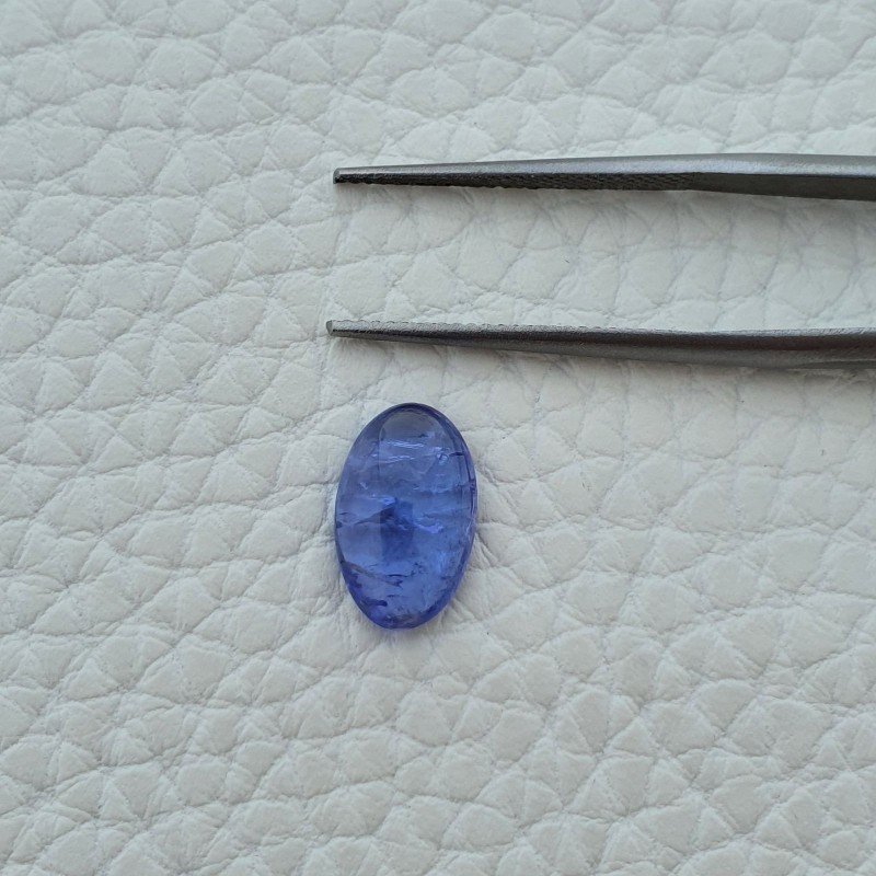 Tanzanite Naturale Forma Ovale Piatto Cabochon Liscio Fatto a Mano 12X7X3mm 3,20 Carati 1pz