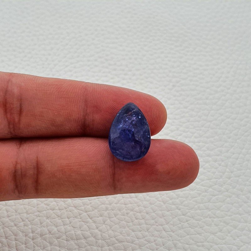 Tanzanite Naturale Forma Goccia Piatto Cabochon Liscio Fatto a Mano 18X13X8mm 15,90 Carati 1pz
