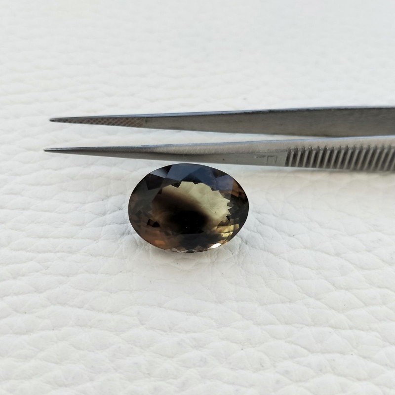 Quarzo Bicolore Naturale Taglio Ovale Sfaccettato a Mano Gemma Sciolta 13x18mm 13.35 Carati 1pz