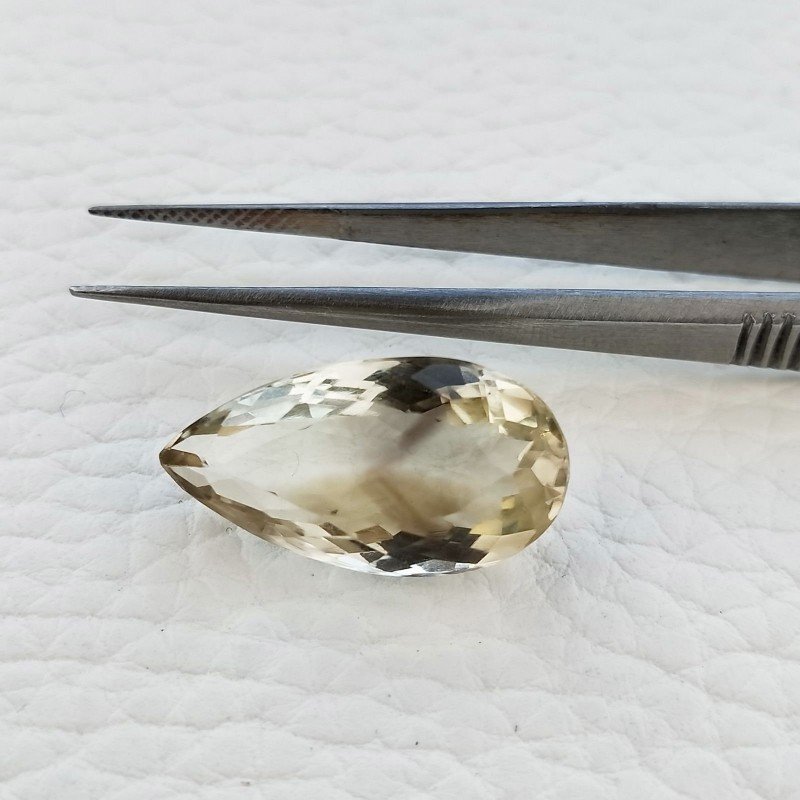 Quarzo Bicolore Naturale Taglio Goccia Sfaccettato a Mano Gemma Sciolta 12X22mm 14.15 Carati 1pz