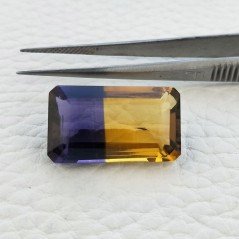 Ametrina Idrotermale Taglio Smeraldo Ottagono Sfaccettata a Mano Gemma Sciolta 23X13X9mm 20,70 Carati 1pz