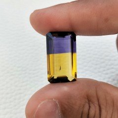 Ametrina Idrotermale Taglio Smeraldo Ottagono Sfaccettata a Mano Gemma Sciolta 23X13X9mm 20,70 Carati 1pz