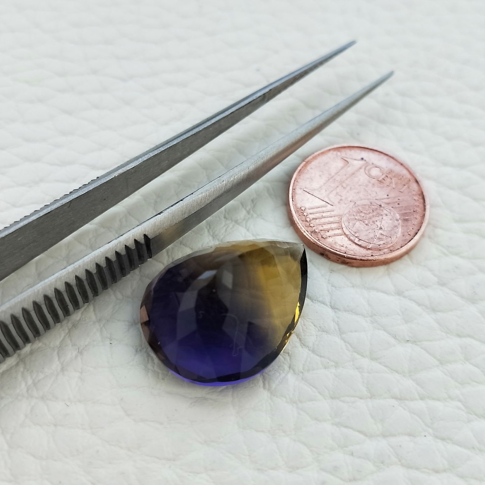 Ametrina Idrotermale Taglio Goccia Sfaccettata a Mano Gemma Sciolta 20X15X10mm 15,00 Carati 1pz