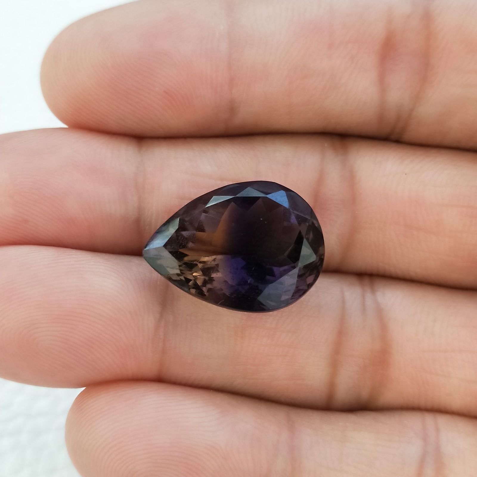 Ametrina Idrotermale Taglio Goccia Sfaccettata a Mano Gemma Sciolta 20X15X10mm 15,00 Carati 1pz