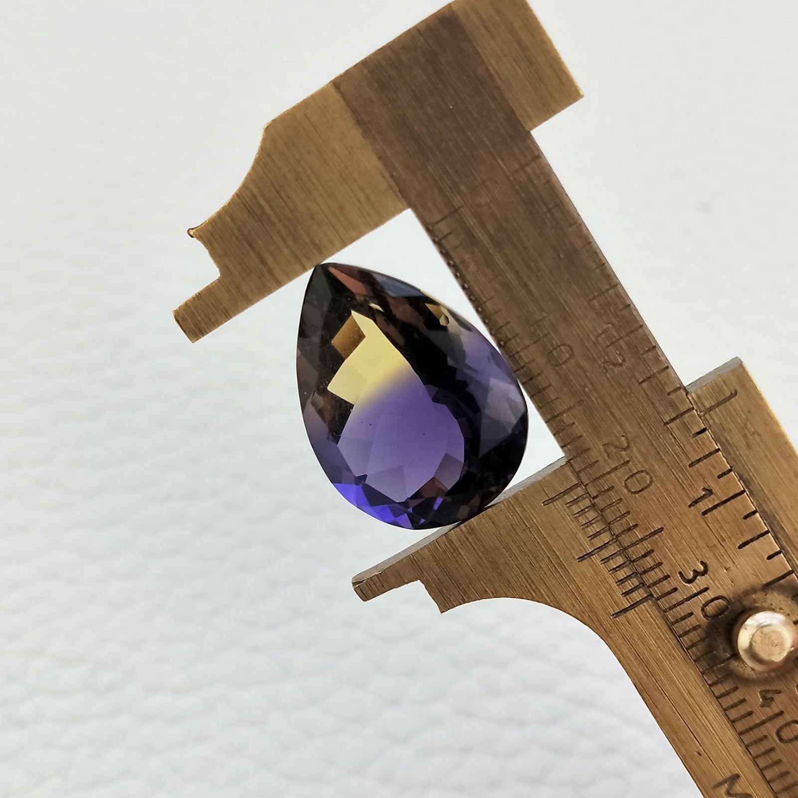 Ametrina Idrotermale Taglio Goccia Sfaccettata a Mano Gemma Sciolta 20X15X10mm 15,00 Carati 1pz