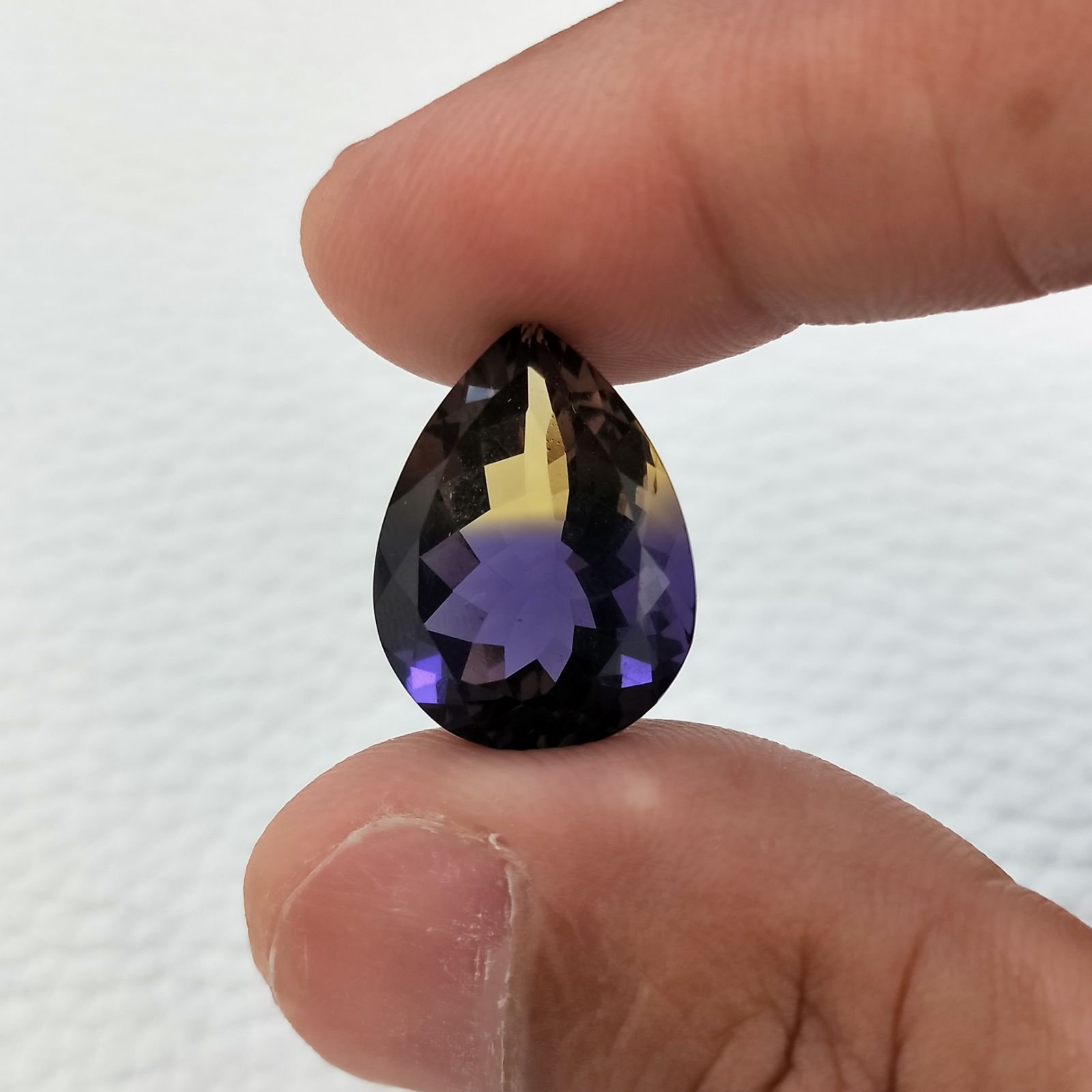 Ametrina Idrotermale Taglio Goccia Sfaccettata a Mano Gemma Sciolta 20X15X10mm 15,00 Carati 1pz