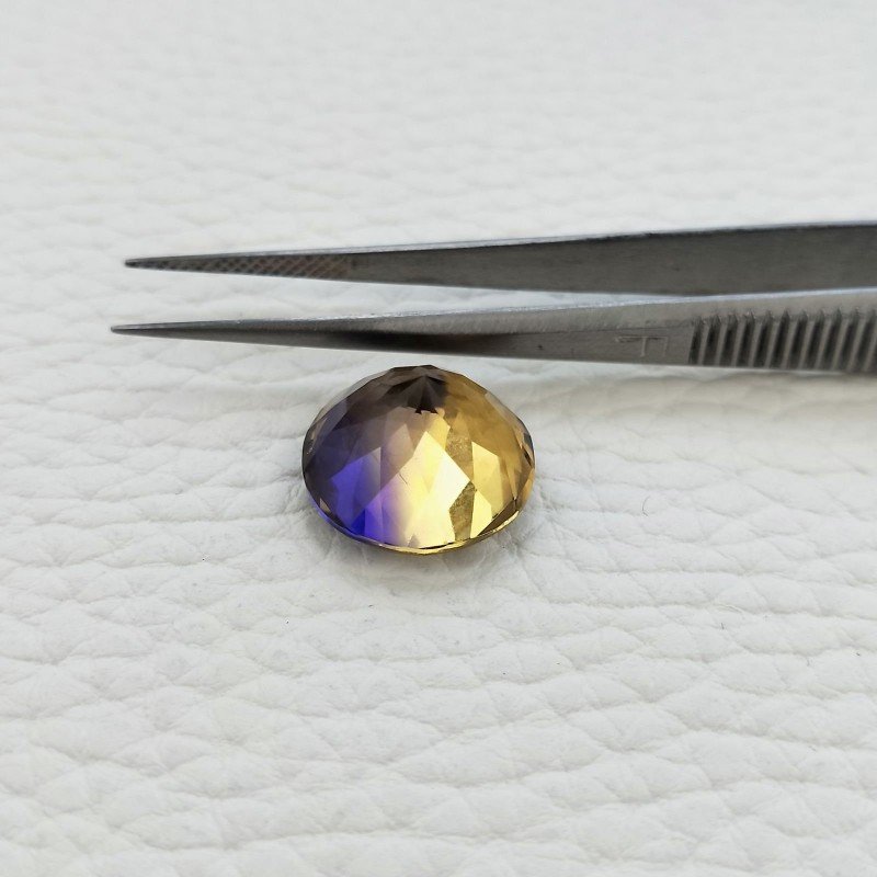 Ametrina Idrotermale Taglio Tondo Sfaccettata a Mano Gemma Sciolta 14X14X9mm 9,85 Carati 1pz