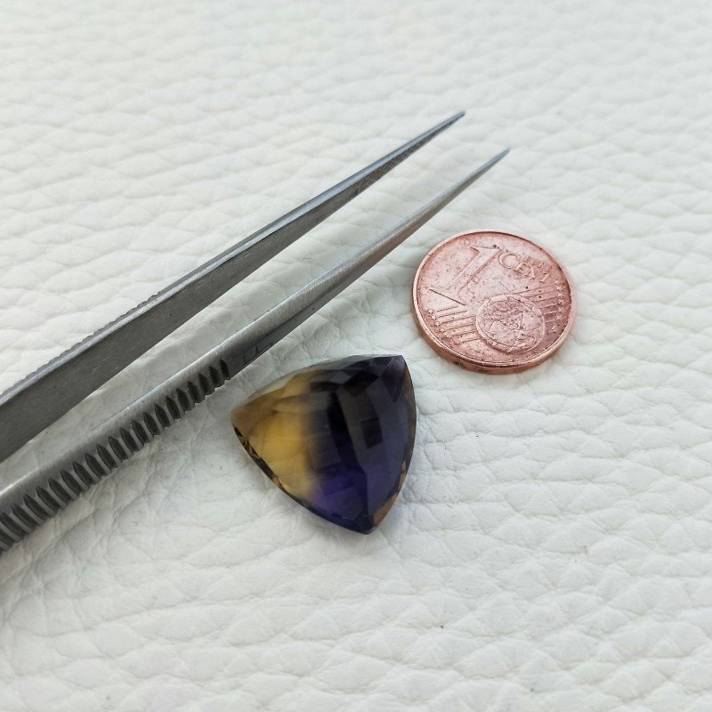 Ametrina Idrotermale Taglio Trillion Sfaccettata a Mano Gemma Sciolta 16X16X10mm 13,50 Carati 1pz