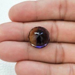 Ametrina Idrotermale Taglio Tondo Sfaccettata a Mano Gemma Sciolta 5X16X10mm 12,15 Carati 1pz