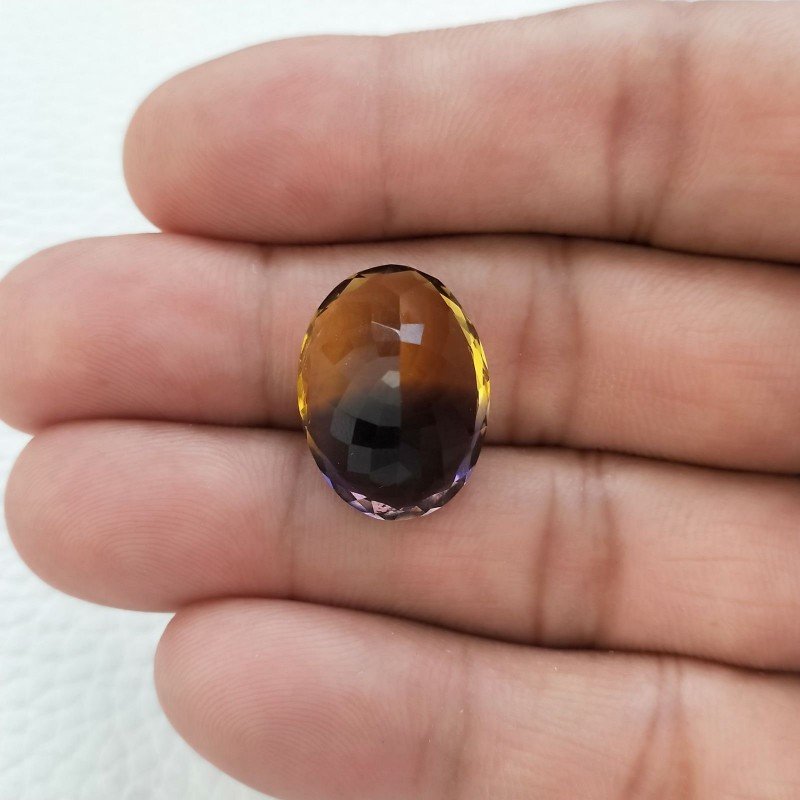 Ametrina Idrotermale Taglio Ovale Sfaccettata a Mano Gemma Sciolta 20X15X11mm 17,15 Carati 1pz
