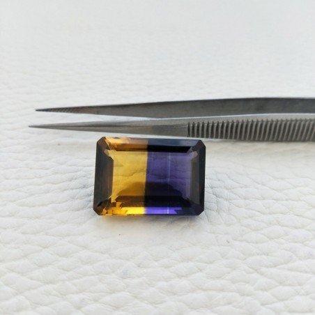 Ametrina Idrotermale Taglio Smeraldo Ottagono Sfaccettata a Mano Gemma Sciolta 22X15X10mm 25,65 Carati 1pz