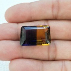 Ametrina Idrotermale Taglio Smeraldo Ottagono Sfaccettata a Mano Gemma Sciolta 22X15X10mm 25,65 Carati 1pz