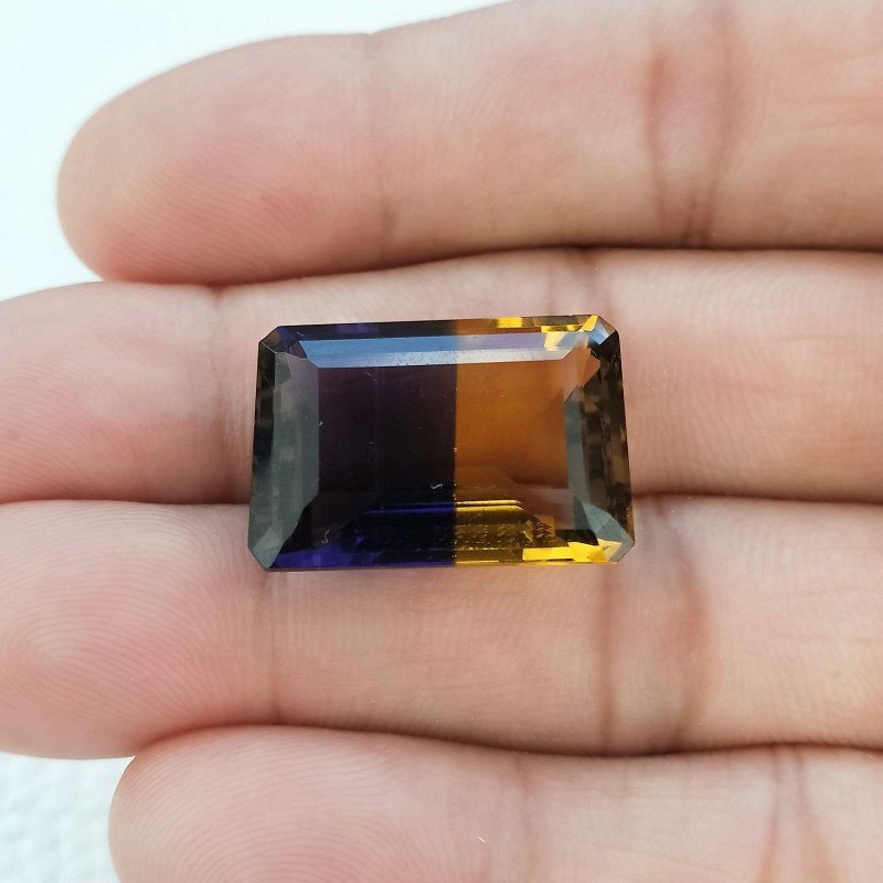 Ametrina Idrotermale Taglio Smeraldo Ottagono Sfaccettata a Mano Gemma Sciolta 22X15X10mm 25,65 Carati 1pz
