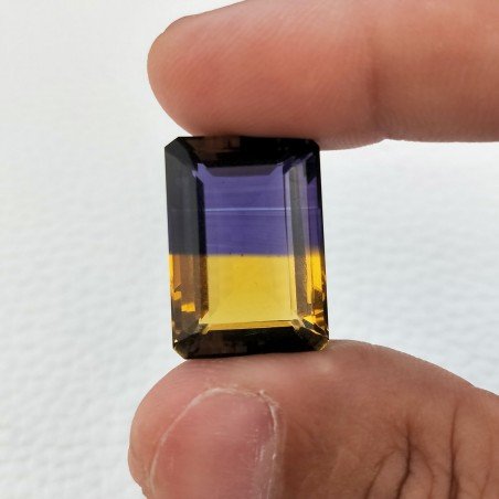 Ametrina Idrotermale Taglio Smeraldo Ottagono Sfaccettata a Mano Gemma Sciolta 22X15X10mm 25,65 Carati 1pz