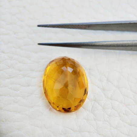 Topazio Citrino Idrotermale Taglio Ovale Sfaccettata a Mano Gemma Sciolta 18X13X8mm 12,45 Carati 1pz