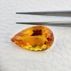 Topazio Citrino Idrotermale Taglio Goccia Sfaccettata a Mano Gemma Sciolta 22X13X10mm 15,10 Carati 1pz