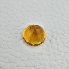 Topazio Citrino Idrotermale Taglio Tondo Sfaccettata a Mano Gemma Sciolta 13X13X8mm 7,90 Carati 1pz