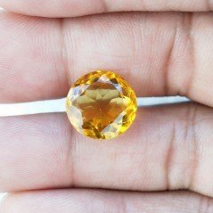 Topazio Citrino Idrotermale Taglio Tondo Sfaccettata a Mano Gemma Sciolta 13X13X8mm 7,90 Carati 1pz