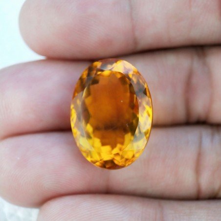 Topazio Citrino Idrotermale Taglio Ovale Sfaccettata a Mano Gemma Sciolta 21X16X11mm 22,75 Carati 1pz