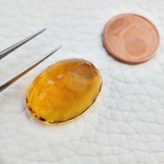 Topazio Citrino Idrotermale Taglio Ovale Sfaccettata a Mano Gemma Sciolta 21X16X11mm 22,75 Carati 1pz