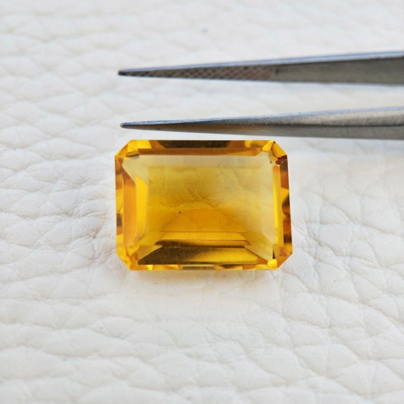 Topazio Citrino Idrotermale Taglio Smeraldo Ottagono Sfaccettata a Mano Gemma Sciolta 16X12X7mm 11,65 Carati 1pz