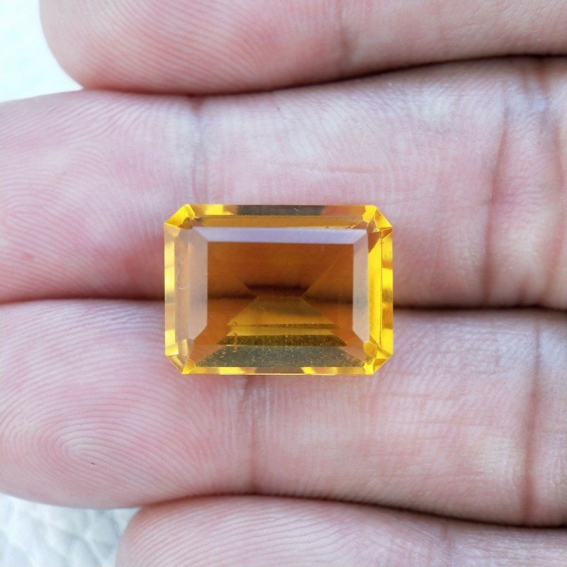 Topazio Citrino Idrotermale Taglio Smeraldo Ottagono Sfaccettata a Mano Gemma Sciolta 16X12X7mm 11,65 Carati 1pz