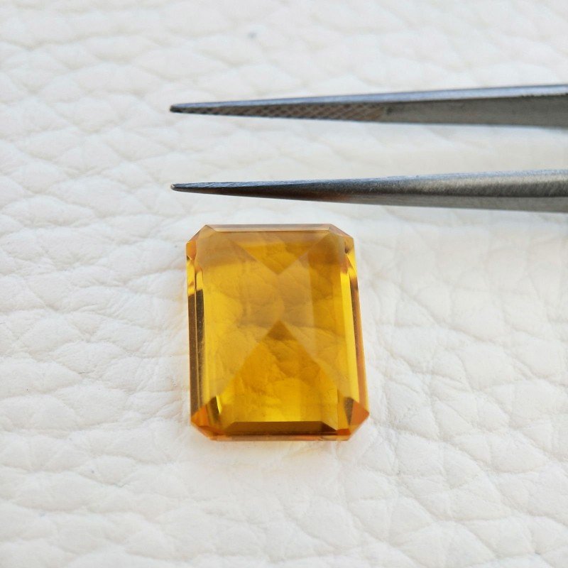 Topazio Citrino Idrotermale Taglio Smeraldo Ottagono Sfaccettata a Mano Gemma Sciolta 16X12X7mm 11,65 Carati 1pz