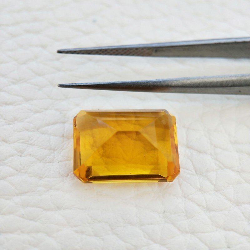 Topazio Citrino Idrotermale Taglio Smeraldo Ottagono Sfaccettata a Mano Gemma Sciolta 16X12X7mm 11,65 Carati 1pz