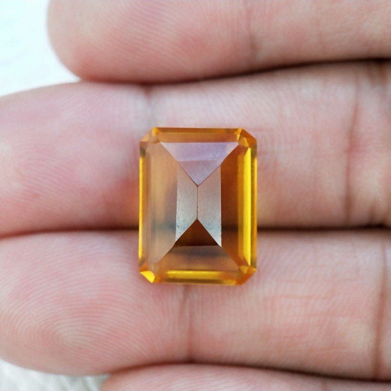 Topazio Citrino Idrotermale Taglio Smeraldo Ottagono Sfaccettata a Mano Gemma Sciolta 16X12X7mm 11,65 Carati 1pz