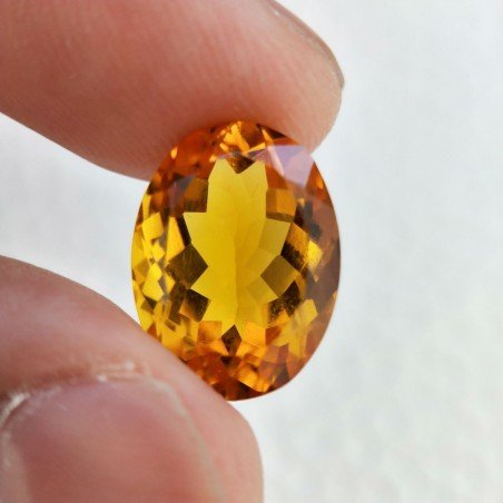 Topazio Citrino Idrotermale Taglio Ovale Sfaccettata a Mano Gemma Sciolta 16X12X8mm 9,65 Carati 1pz