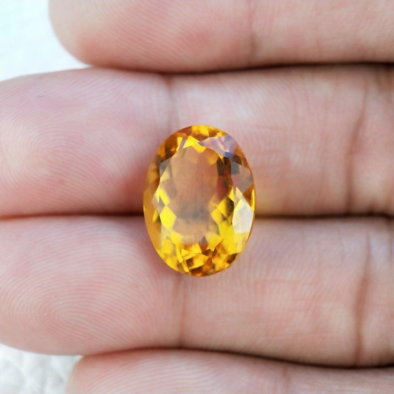Topazio Citrino Idrotermale Taglio Ovale Sfaccettata a Mano Gemma Sciolta 16X12X8mm 9,65 Carati 1pz