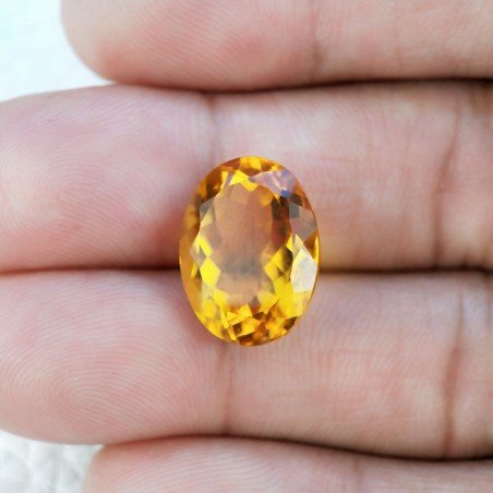 Topazio Citrino Idrotermale Taglio Ovale Sfaccettata a Mano Gemma Sciolta 16X12X8mm 9,65 Carati 1pz