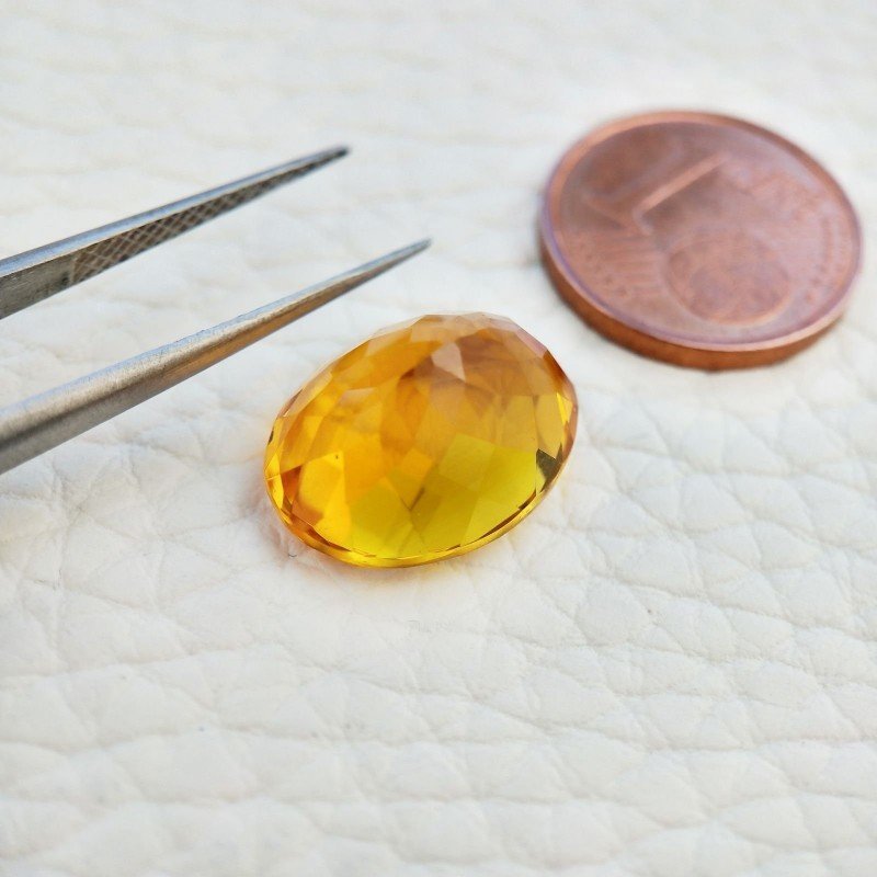 Topazio Citrino Idrotermale Taglio Ovale Sfaccettata a Mano Gemma Sciolta 16X12X8mm 9,65 Carati 1pz