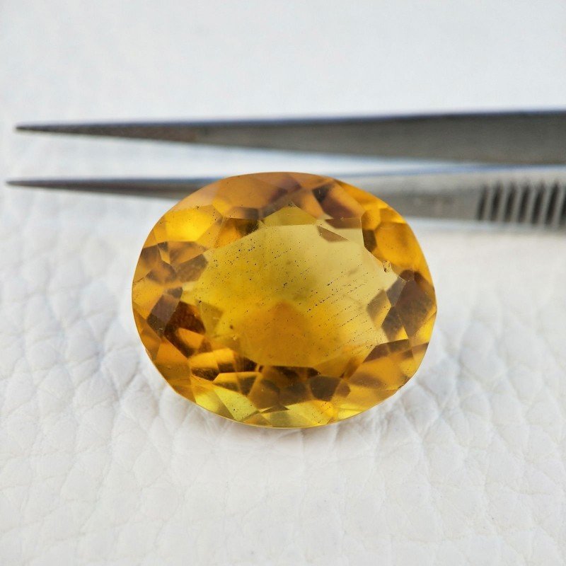 Quarzo Citrino Idrotermale Taglio Ovale Sfaccettata a Mano Gemma Sciolta 22X19X12mm 27,50 Carati 1pz