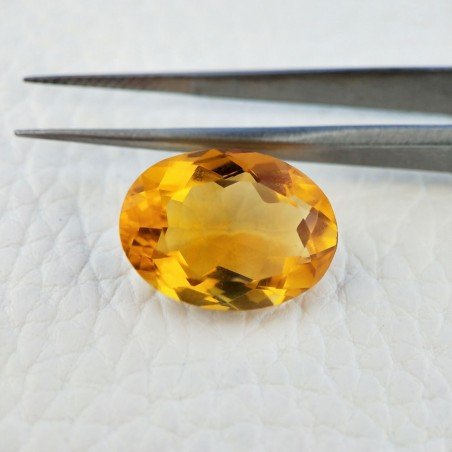 Quarzo Citrino Idrotermale Taglio Ovale Sfaccettata a Mano Gemma Sciolta 18X13X8mm 11,40 Carati 1pz