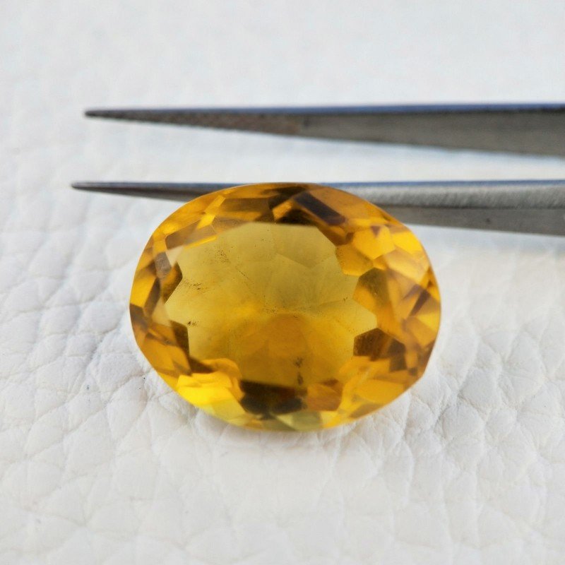 Quarzo Citrino Idrotermale Taglio Ovale Sfaccettata a Mano Gemma Sciolta 19X15X10mm 17,75 Carati 1pz