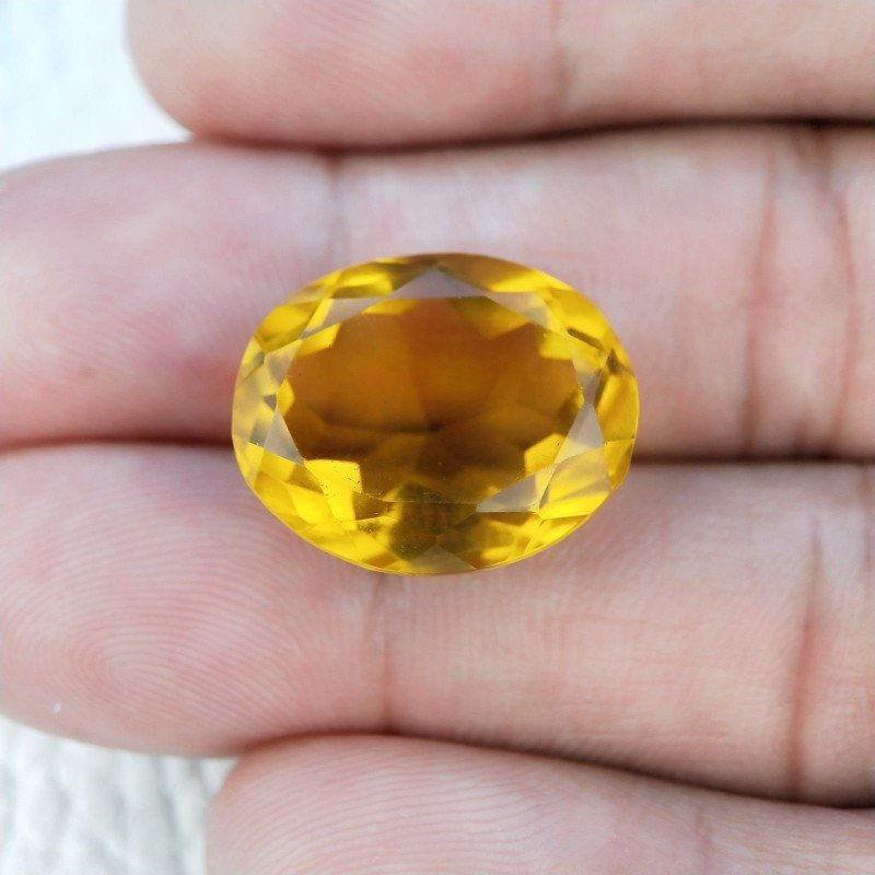 Quarzo Citrino Idrotermale Taglio Ovale Sfaccettata a Mano Gemma Sciolta 19X15X10mm 17,75 Carati 1pz