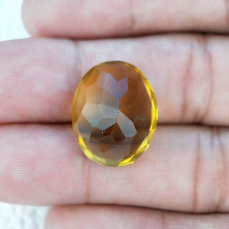 Quarzo Citrino Idrotermale Taglio Ovale Sfaccettata a Mano Gemma Sciolta 19X15X10mm 17,75 Carati 1pz