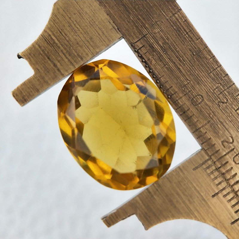 Quarzo Citrino Idrotermale Taglio Ovale Sfaccettata a Mano Gemma Sciolta 19X15X10mm 17,75 Carati 1pz