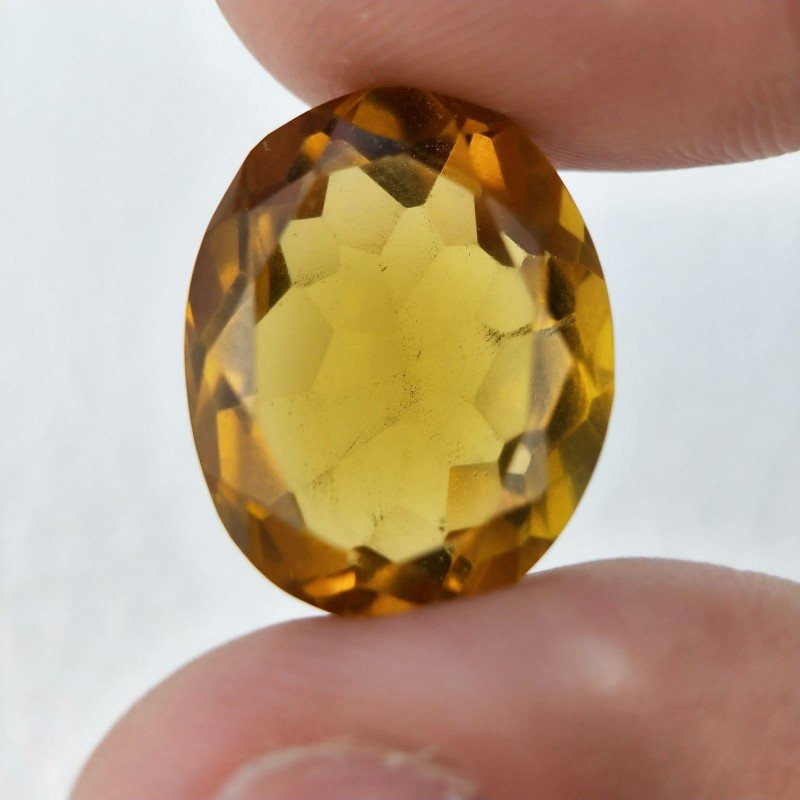 Quarzo Citrino Idrotermale Taglio Ovale Sfaccettata a Mano Gemma Sciolta 19X15X10mm 17,75 Carati 1pz
