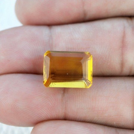Quarzo Citrino Idrotermale Taglio Smeraldo Ottagono Sfaccettata a Mano Gemma Sciolta 14X10X6mm 8,50 Carati 1pz
